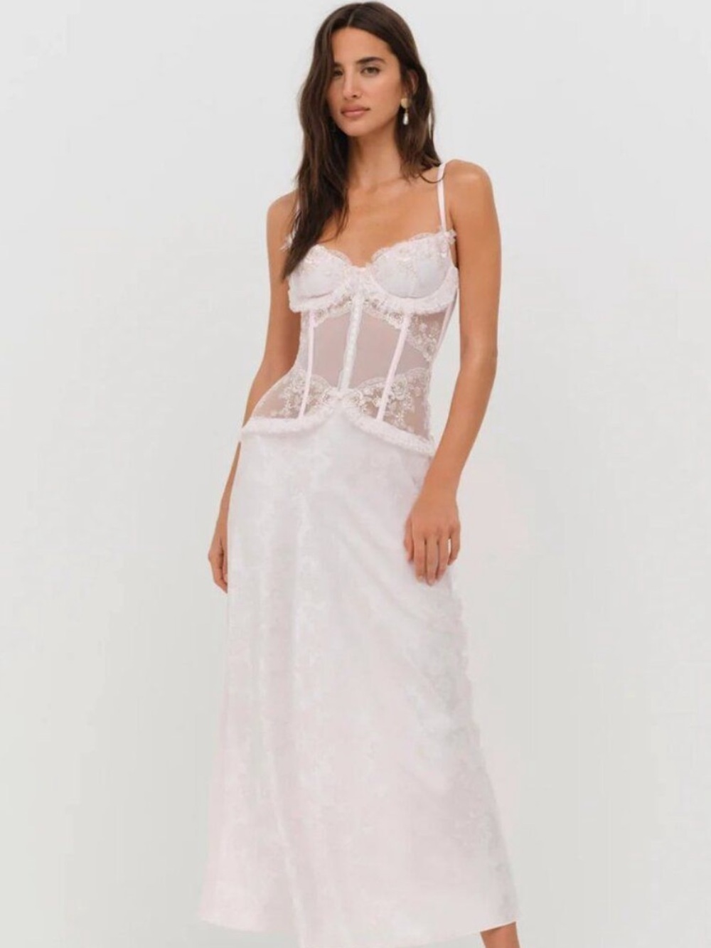 $229 NWT Pink For Love And Lemons “Maribel” Maxi Slip Dress Sz X-Large